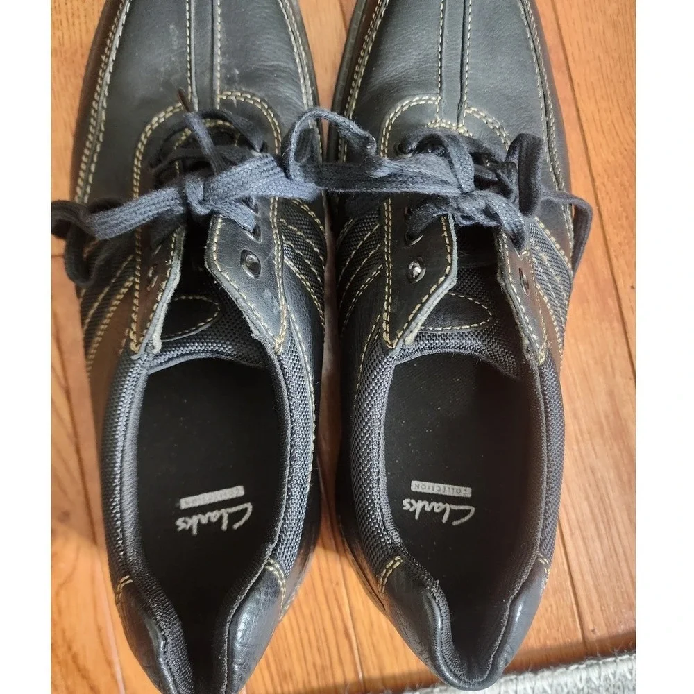 Clarks Collection Men's Split Toe Casual Black Leather Lace Up‎ Shoes Oxfords 12